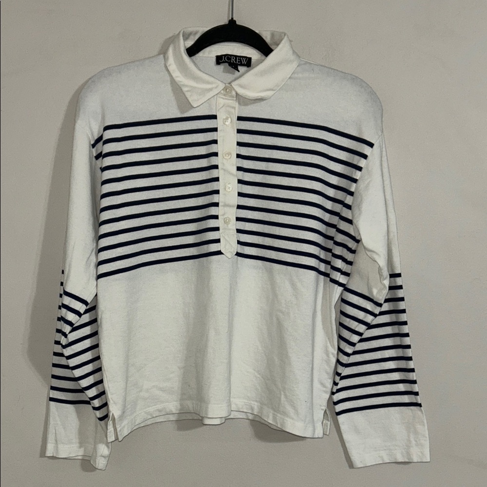 J.Crew striped long-sleeve polo shirt small